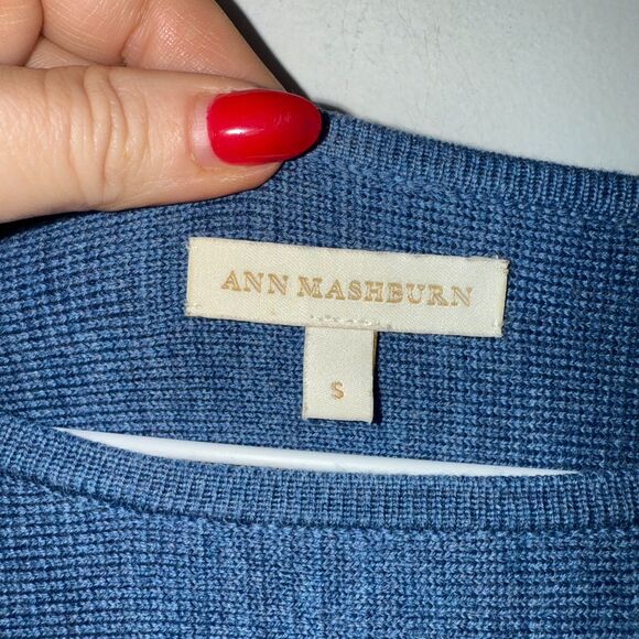 Ann Mashburn Merino Wool Short Sleeve Dolman Sweater - Heathered Blue S - Picture 4 of 6